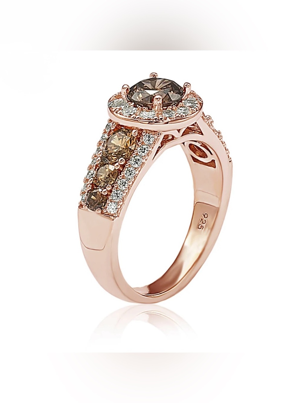 Suzy Levian Bridal Rose Sterling Silver Cubic Zirconia Engagement Ring - NWT - Picture 2 of 4